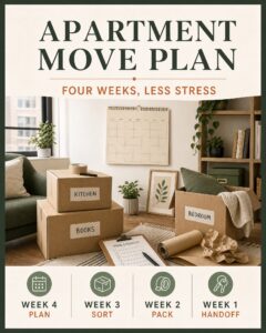 Apartment Moving Checklist: A Four-Week Plan for a Less Stressful Move 5 TrendIssue card for Apartment Moving Checklist: A Four-Week Plan for a Less Stressful Move