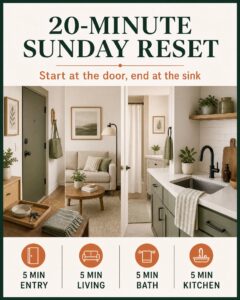 A 20-Minute Sunday Reset for a Small Home 7 TrendIssue card for A 20-Minute Sunday Reset for a Small Home