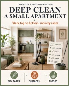 How to Deep Clean a Small Apartment: A Room-by-Room Checklist 4 TrendIssue card for How to Deep Clean a Small Apartment: A Room-by-Room Checklist