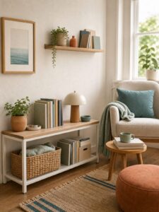 Editorial illustration for How to Organize Books in a Small Apartment Without Adding a Large Bookcase
