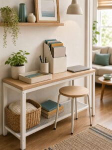 Editorial illustration for How to Create a Paperwork Station When You Do Not Have a Home Office