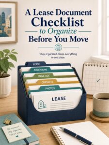 Editorial illustration for A Lease Document Checklist to Organize Before You Move