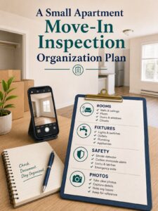 Editorial illustration for A Small Apartment Move-In Inspection Organization Plan