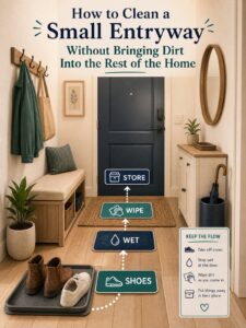 How to Clean a Small Entryway Without Bringing Dirt Into the Rest of the Home 1 Editorial illustration for How to Clean a Small Entryway Without Bringing Dirt Into the Rest of the Home