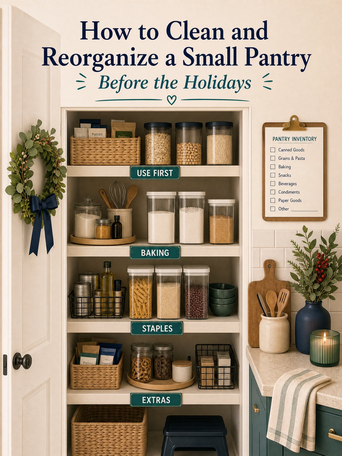 How to Clean and Reorganize a Small Pantry Before the Holidays 1 Editorial illustration for How to Clean and Reorganize a Small Pantry Before the Holidays