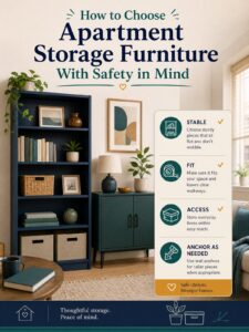 How to Choose Apartment Storage Furniture With Safety in Mind 3 Editorial illustration for How to Choose Apartment Storage Furniture With Safety in Mind