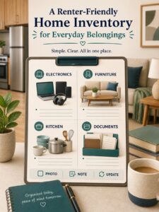 A Renter-Friendly Home Inventory for Everyday Belongings 1 Editorial illustration for A Renter-Friendly Home Inventory for Everyday Belongings