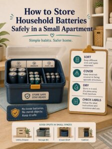 How to Store Household Batteries Safely in a Small Apartment 2 Editorial illustration for How to Store Household Batteries Safely in a Small Apartment