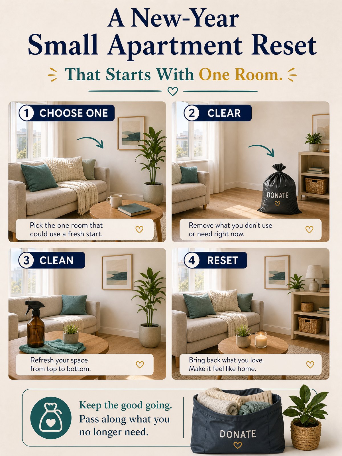A New-Year Small Apartment Reset That Starts With One Room 1 Editorial illustration for A New-Year Small Apartment Reset That Starts With One Room