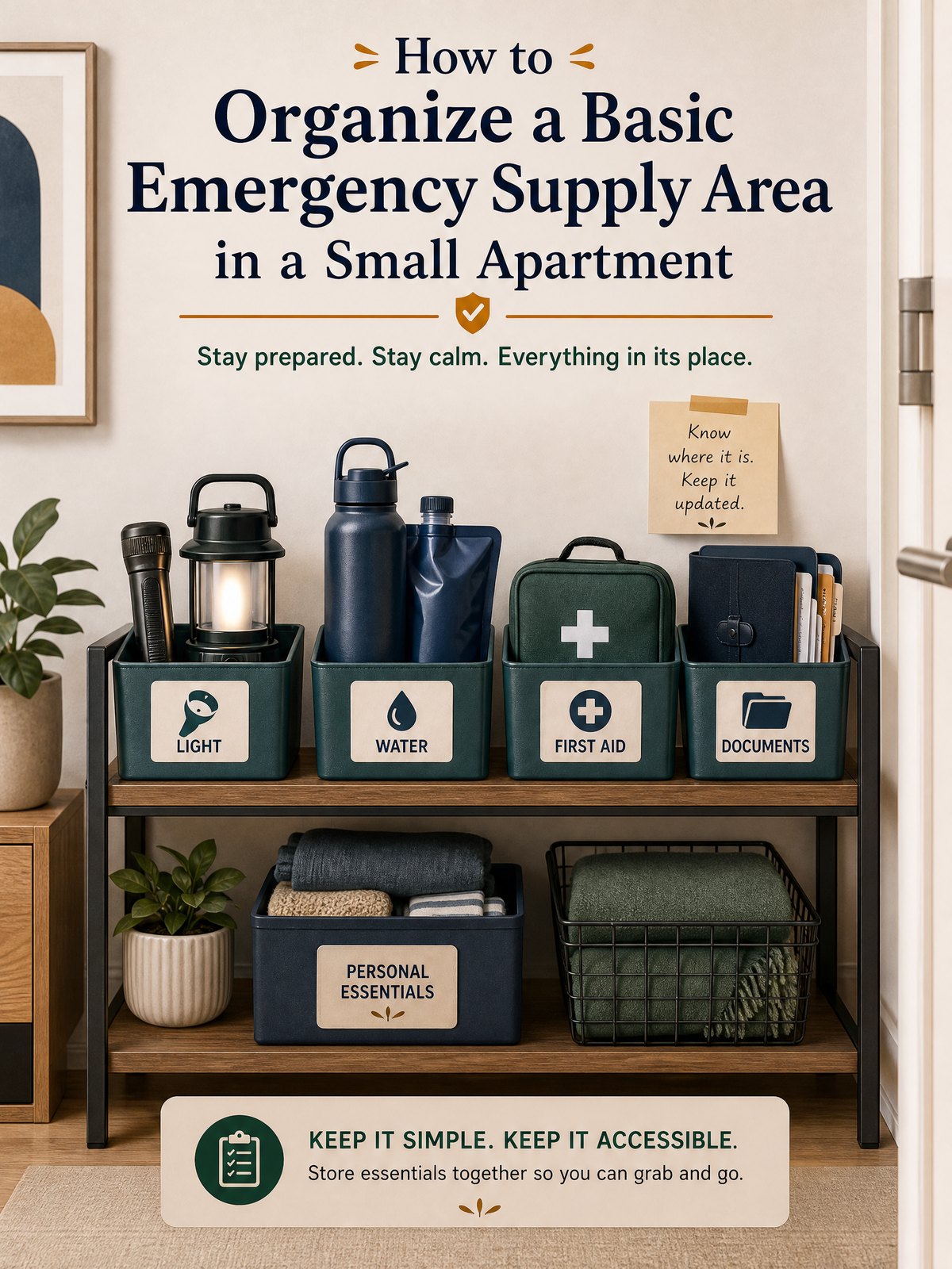 How to Organize a Basic Emergency Supply Area in a Small Apartment 1 Editorial illustration for How to Organize a Basic Emergency Supply Area in a Small Apartment