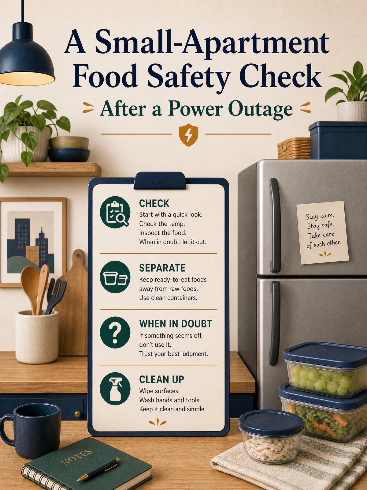 Editorial illustration for A Small-Apartment Food Safety Check After a Power Outage
